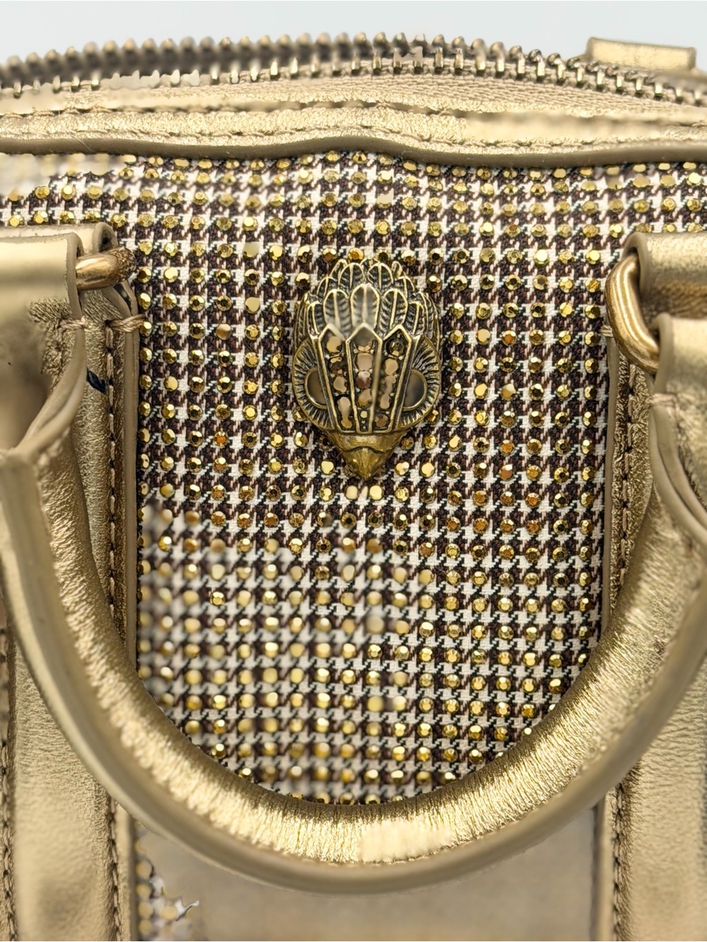 Kurt Geiger Metallic Gold Tweed Mini Satchel - Picture 7 of 10